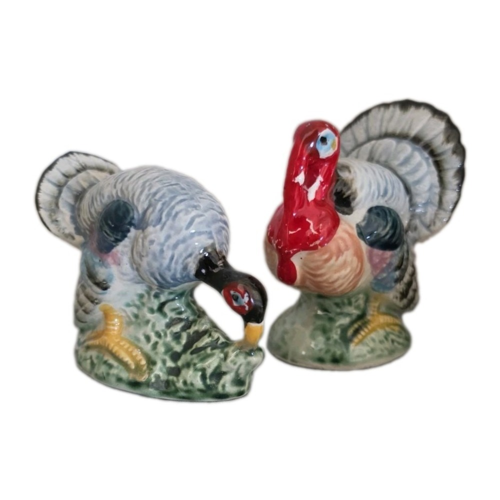 VTG 60s Salt Pepper Shaker Set Turkey Thanksgiving Kitschy Cottagecore Whimsical